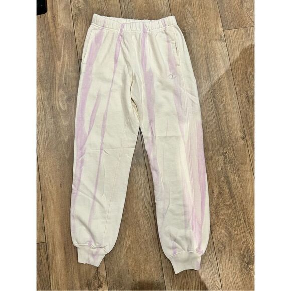 Champion Womens Jogger Sweatpants  Off White Purple Tie Dye Cozy Comfort - Picture 1 of 6